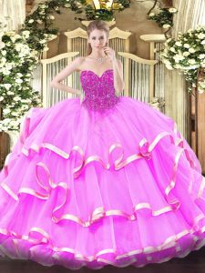 Delicate Floor Length Fuchsia Quinceanera Dresses Sweetheart Sleeveless Lace Up