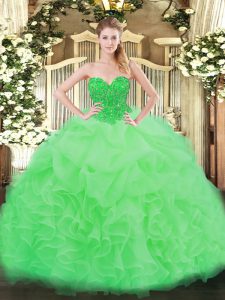 Fashionable Sleeveless Ruffles Lace Up Quinceanera Gown