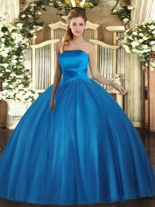 Baby Blue Sweet 16 Quinceanera Dress Military Ball and Sweet 16 and Quinceanera with Ruching Strapless Sleeveless Lace Up