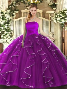 Fitting Floor Length Ball Gowns Sleeveless Purple Sweet 16 Quinceanera Dress Lace Up