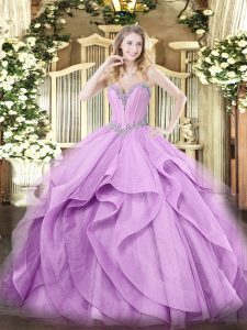 Sleeveless Beading and Ruffles Lace Up Party Dress Wholesale