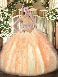 Custom Design Floor Length Lace Up Party Dress for Toddlers Multi-color for Sweet 16 and Quinceanera with Beading and Ruffles