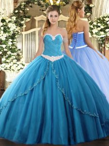 Sumptuous Tulle Sleeveless Sweet 16 Dress Brush Train and Appliques