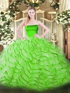 Most Popular Sleeveless Tulle Brush Train Zipper Sweet 16 Quinceanera Dress for Military Ball and Sweet 16 and Quinceanera