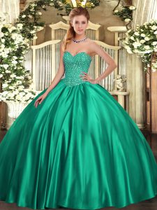 Super Turquoise 15th Birthday Dress Military Ball and Sweet 16 and Quinceanera with Beading Sweetheart Sleeveless Lace Up