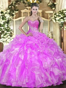 Eye-catching Floor Length Lilac Military Ball Gowns Sweetheart Sleeveless Lace Up