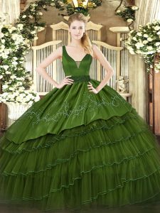 Decent Floor Length Ball Gowns Sleeveless Dark Green Sweet 16 Dress Zipper