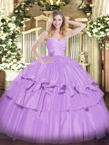 Custom Design Taffeta Sleeveless Floor Length Ball Gown Prom Dress and Beading and Ruffled Layers