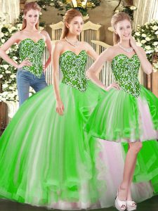 Shining Beading Ball Gown Prom Dress Lace Up Sleeveless Floor Length