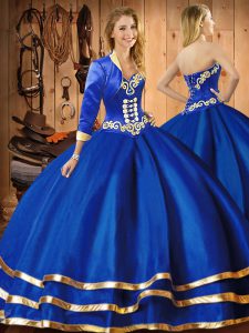 Sumptuous Floor Length Blue Ball Gown Prom Dress Sweetheart Sleeveless Lace Up