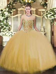 Wonderful Floor Length Ball Gowns Sleeveless Gold 15th Birthday Dress Lace Up