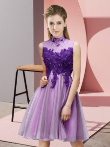 Sumptuous Lilac Sleeveless Appliques Knee Length Quinceanera Court Dresses