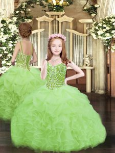 Sleeveless Lace Up Floor Length Beading and Ruffles and Pick Ups High School Pageant Dress