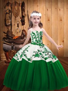 Dark Green Sleeveless Tulle Lace Up Pageant Dress Wholesale for Sweet 16 and Quinceanera