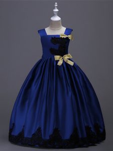 Floor Length A-line Sleeveless Royal Blue Pageant Dress Wholesale Zipper