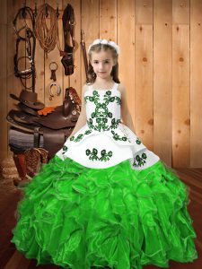 Excellent Floor Length Ball Gowns Sleeveless Little Girl Pageant Gowns Lace Up