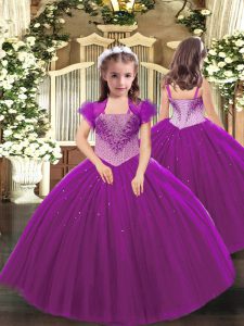 Tulle Sleeveless Floor Length High School Pageant Dress and Beading