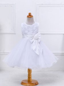 Latest White Sleeveless Organza Zipper Pageant Dresses for Wedding Party