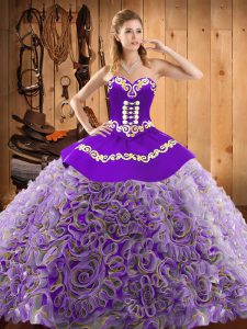 Best With Train Multi-color Quinceanera Dress Sweetheart Sleeveless Sweep Train Lace Up