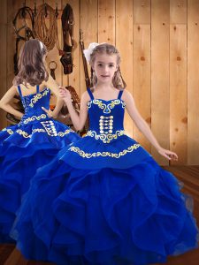 Organza Sleeveless Floor Length Winning Pageant Gowns and Embroidery
