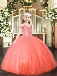 Custom Made Sleeveless Lace Up Floor Length Beading Little Girls Pageant Dress Wholesale