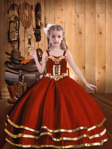 Organza Sleeveless Floor Length Pageant Dress for Teens and Beading and Embroidery and Ruffled Layers