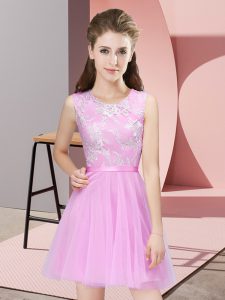 Scoop Sleeveless Tulle Quinceanera Court of Honor Dress Lace Side Zipper