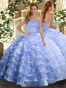Floor Length Lavender Quinceanera Gown Sweetheart Sleeveless Lace Up