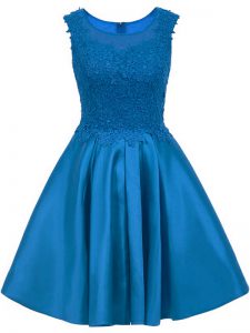 Cute Blue Quinceanera Dama Dress Prom and Party with Lace Scoop Sleeveless Zipper