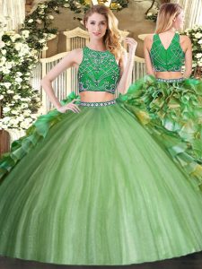Floor Length Zipper Quinceanera Dresses Olive Green for Military Ball and Sweet 16 and Quinceanera with Beading and Ruffles