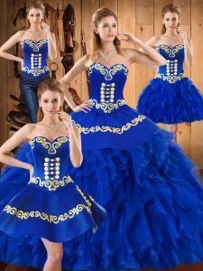 Dramatic Sleeveless Embroidery and Ruffles Lace Up 15th Birthday Dress