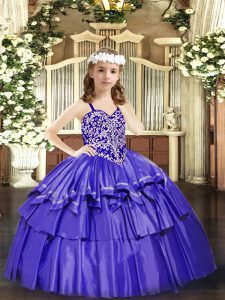 Excellent Floor Length Lace Up Pageant Dresses Lavender for Party and Quinceanera with Beading and Ruffled Layers
