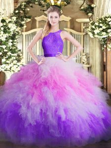 On Sale Ball Gowns Quinceanera Gowns Multi-color Scoop Organza Sleeveless Floor Length Zipper