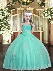 Graceful Sleeveless Appliques and Sequins Lace Up Little Girls Pageant Dress Wholesale