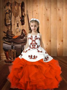 Best Orange Red Sleeveless Organza Lace Up Girls Pageant Dresses for Sweet 16 and Quinceanera