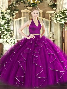 Suitable Sleeveless Zipper Floor Length Ruffles Ball Gown Prom Dress