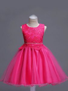 Latest Organza Sleeveless Knee Length Pageant Dress for Girls and Lace