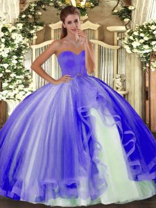 Customized Lavender Sleeveless Floor Length Beading Lace Up Sweet 16 Dress