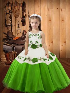 Trendy Sleeveless Embroidery Floor Length Kids Pageant Dress