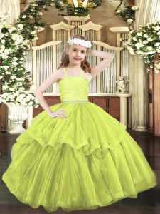 Modern Floor Length Ball Gowns Sleeveless Yellow Green Little Girls Pageant Dress Wholesale Zipper