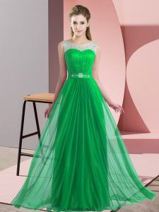 Custom Fit Green Dama Dress Wedding Party with Beading Scoop Sleeveless Lace Up