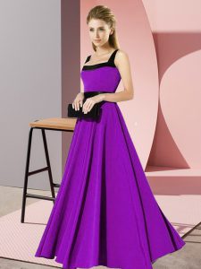 Dynamic Purple Zipper Damas Dress Belt Sleeveless Floor Length