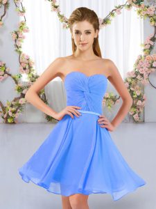 High Quality Mini Length Lace Up Vestidos de Damas Baby Blue for Wedding Party with Ruching