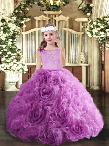 Lilac Sleeveless Floor Length Beading Zipper Pageant Dress Toddler
