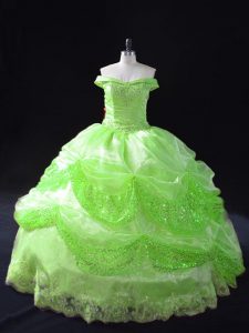 Sleeveless Beading and Appliques and Pick Ups Lace Up Sweet 16 Quinceanera Dress