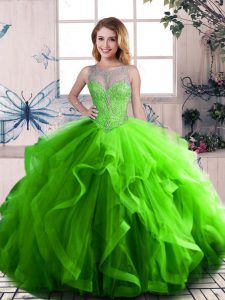 Elegant Green Vestidos de Quinceanera Scoop Sleeveless Lace Up