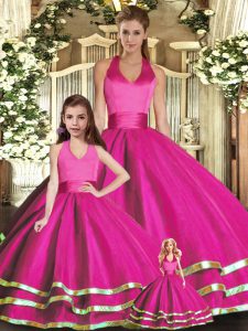 Latest Ball Gowns Sleeveless Fuchsia 15th Birthday Dress Lace Up