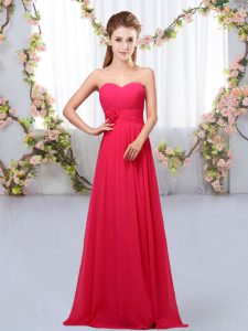 Traditional Hot Pink Sweetheart Neckline Hand Made Flower Quinceanera Court Dresses Sleeveless Lace Up