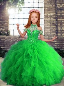 New Arrival Floor Length Ball Gowns Sleeveless Little Girls Pageant Gowns Lace Up