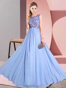 Glamorous Sleeveless Backless Floor Length Beading and Appliques Quinceanera Court of Honor Dress